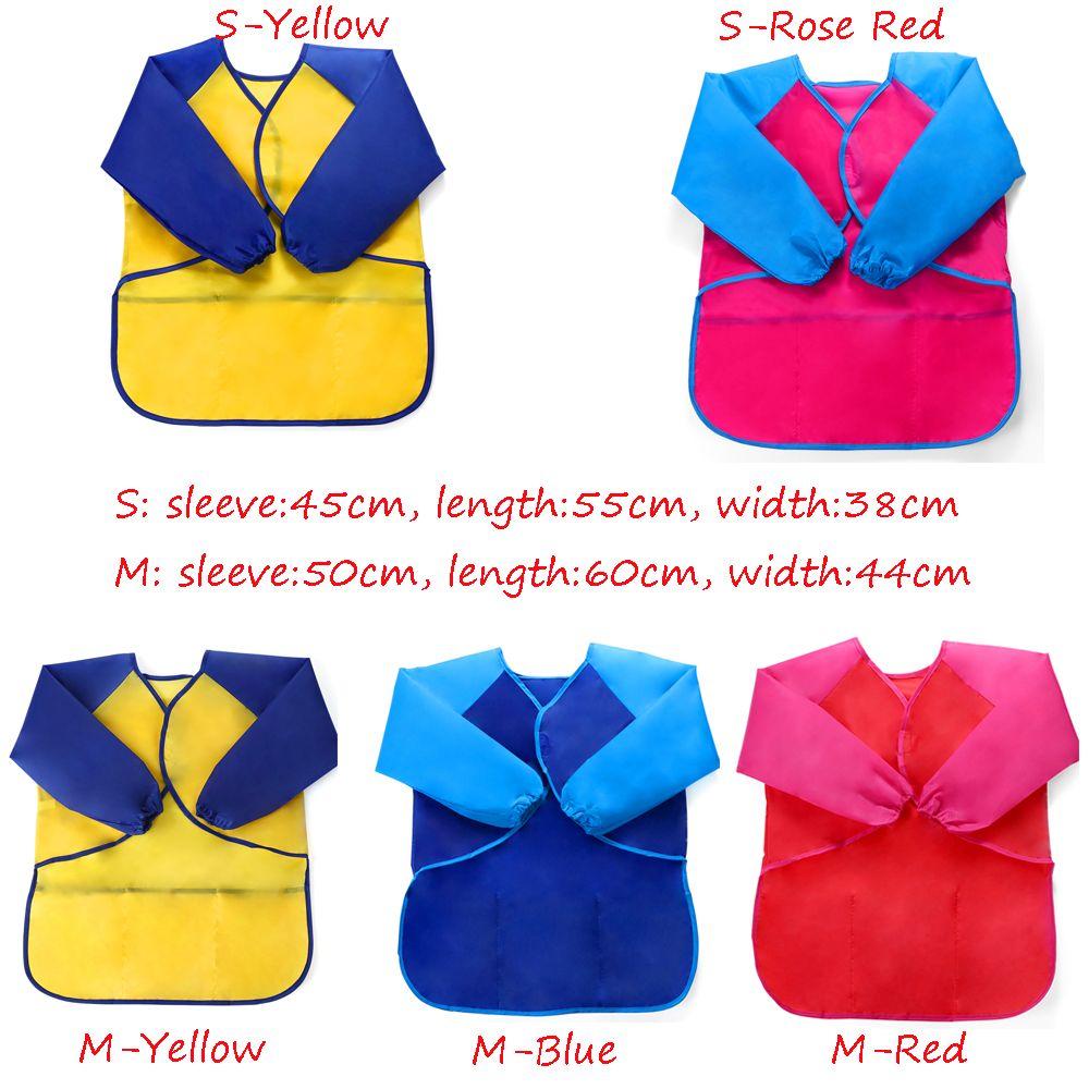 1PC Durable Baby Bibs Colorful Long Sleeve Apron Waterproof Toddler Feeding Bibs Burp Cloths Children Kids Painting Apron