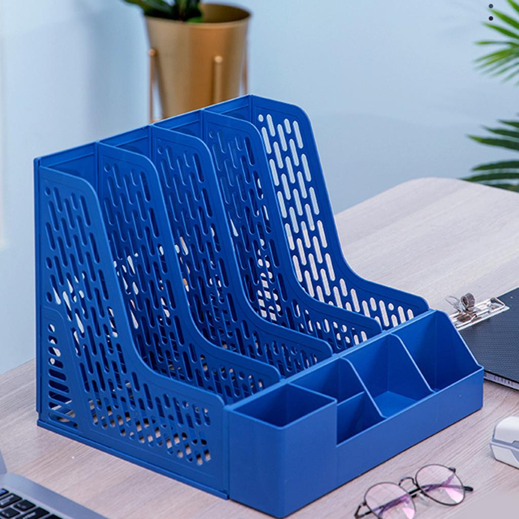 Vertical Magazine File Holders Book Holders 4 Compartments Vertical Magazine File Holders for Office Organization