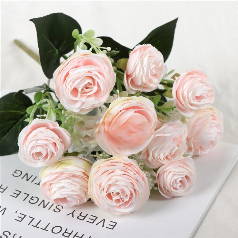 Artificial Rose Flower Bouquet With Silk Material For Home Wedding Decoration