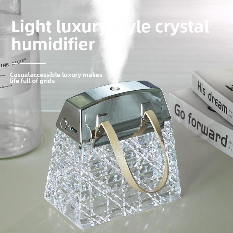 Kristalltasche Luftbefeuchter 300ML USB Wiederaufladbar Aroma Diffusor Ätherische Öle Farblichte Nebelsprüher für Zuhause Schlafzimmer Geschenk