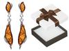 Silver Butterfly Dangle Earrings with Amber, English Butterfly Clasp