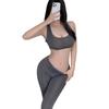 New Pure Desire Hot Lingerie Couple Silky Zipper Open Crotch Yoga Elastic Tight Uniform Temptation Suit