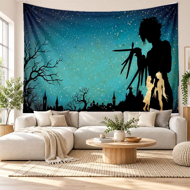 Edward Scissorhands Wall Tapestry Home Decor Hanging Cloth Art Background Tapestry for Bedroom