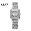 Durable Ladies Watch Women's Square Crystal High Accuracy Quartz Movement Rhinestone Paved Dial Scratch-Resistant Casual Women Wristwatch Mineral
