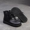 Johnature Retro Lace Up Flat Short Boots Genuine Leather Comfortable Versatile Women's Shoes