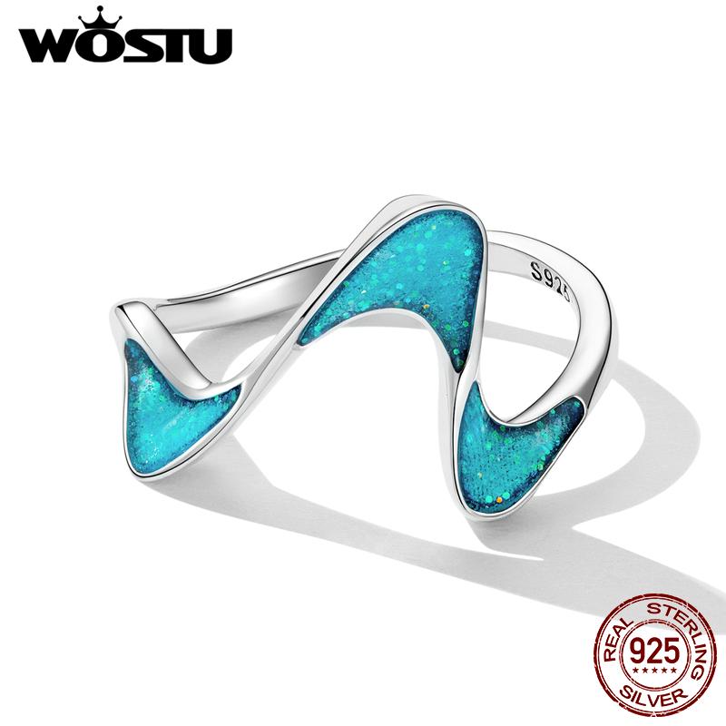 

WOSTU натуральное серебро 925 пробы, оригинальное геометрическое кольцо для женщин, кольцо обещания, ювелирные изделия, серия Ocean, свадебный подарок 6