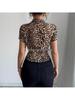 2025 Summer Women's Slim Fit Leopard Print Short-Sleeve Fashion Shirt
