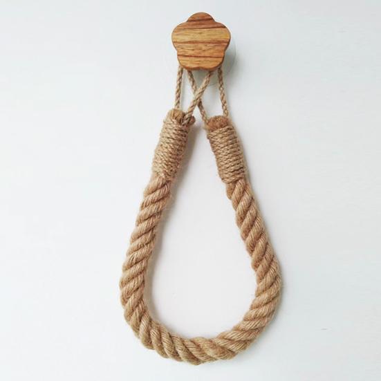 Tissue Roll Holder Rustic Design No Drilling Required Simple Installation Jute Rope Roll Holder Paper Organizer