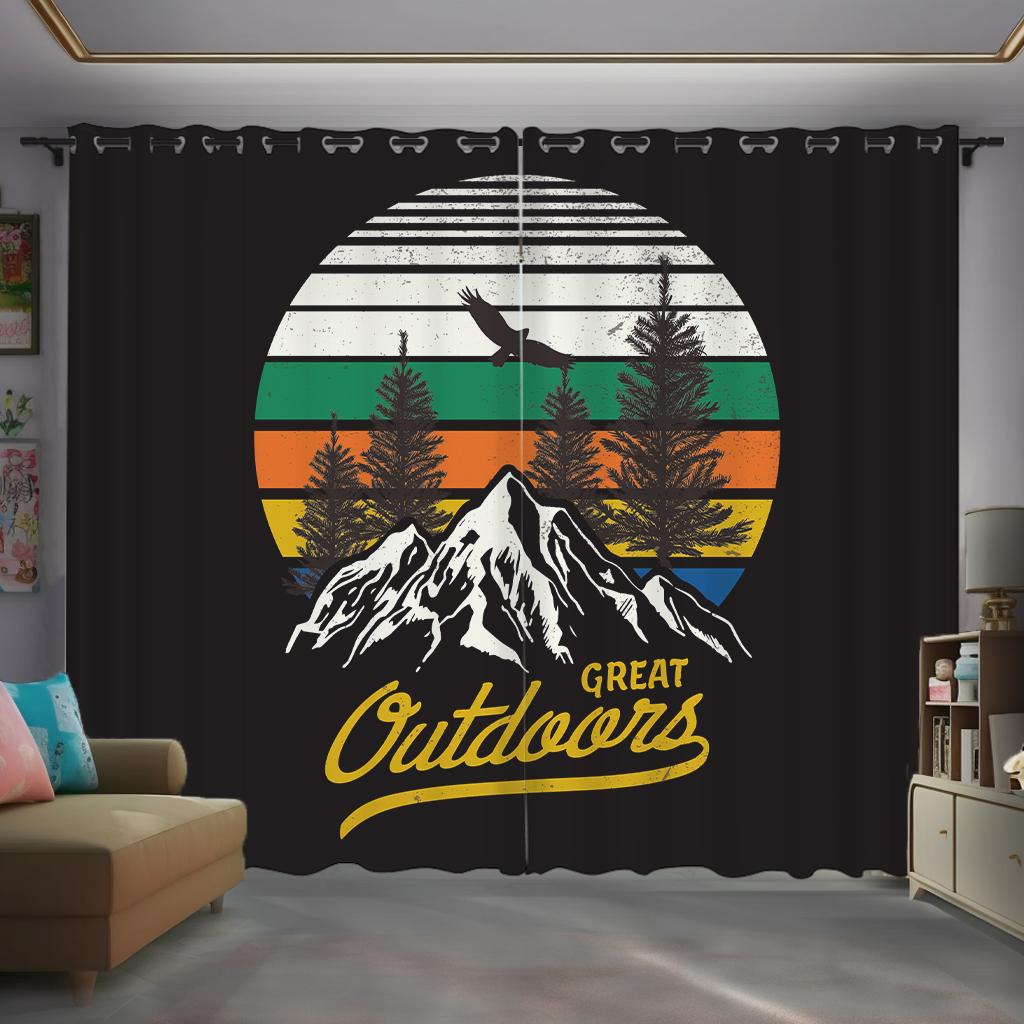 2 Panel American Vintage Industrial Curtain Custom Hipster Studio Semi-blackout Male Bedroom Living Room Kitchen Window Curtain