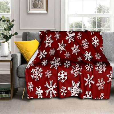 Snowflake Christmas Theme Flannel Throw Blanket Soft Lightweight Warm for Living Room Bedroom Bed Sofa Couch Kids Adults Gifts