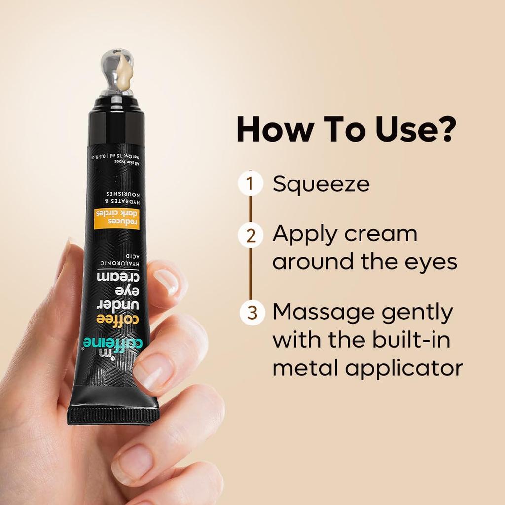 mcaffeine Coffee Under Eye Cream Gel 15 Gm Pack for Dark Circles, Puffiness & Fine Lines with Cooling Applicator