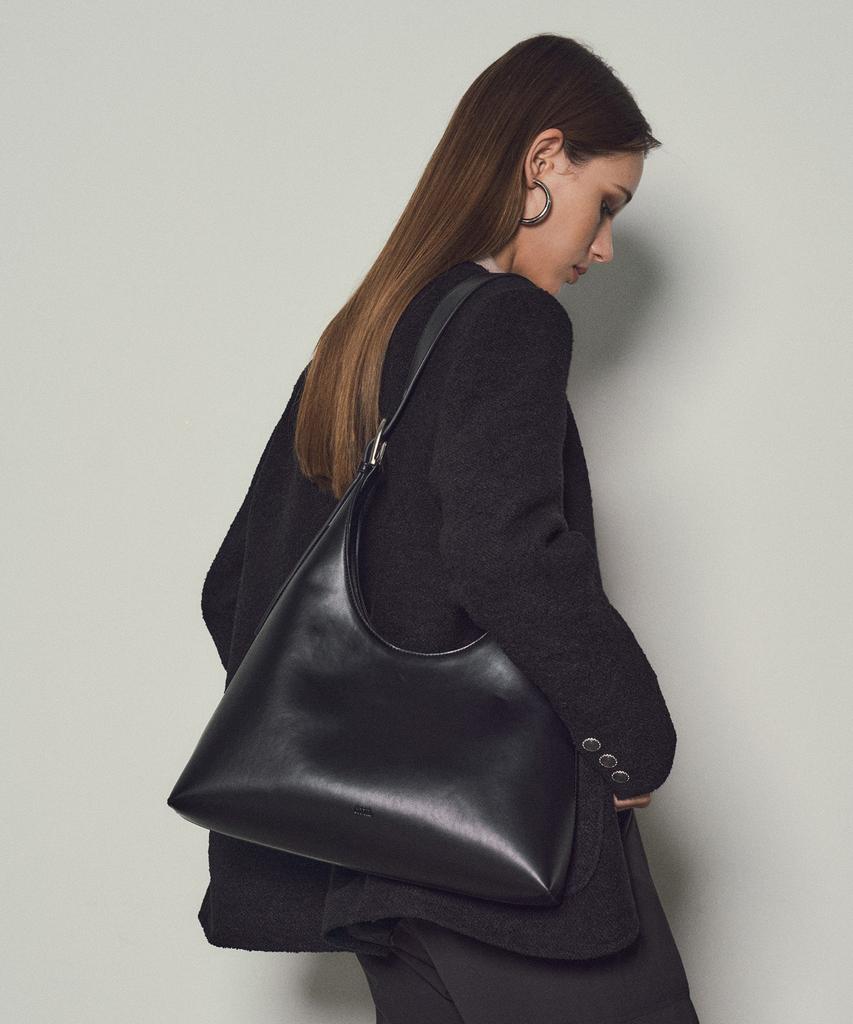 Citta Florence Leather Shoulder Big Bag_Cta917 (Black)