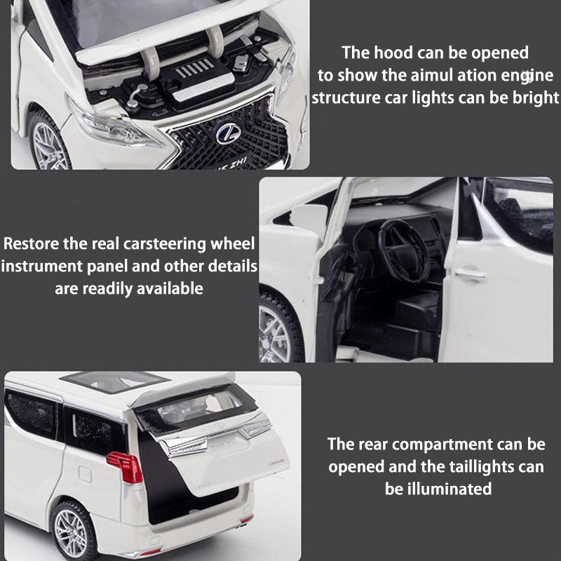 1/32 Scale LM300H Diecast Car Model Toy, Pull Back Toy Vehicle with Sound and Light for Kids Toddler Boys Girls Gift Collection