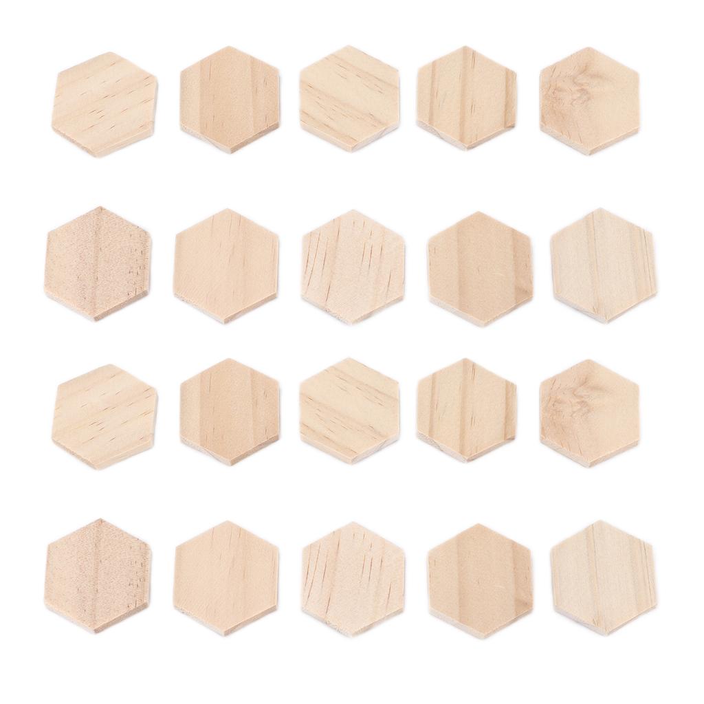 25Pcs Hex Wood Chips 38mm Blank Unfinished Wooden Cutouts Slices for DIY Decorations Crafts