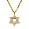 Fashion Sparkling Rhinestone David Pendant Necklace Stainless Steel Gold Color Hexagram Gift Star Shape Jewelry 7619-4