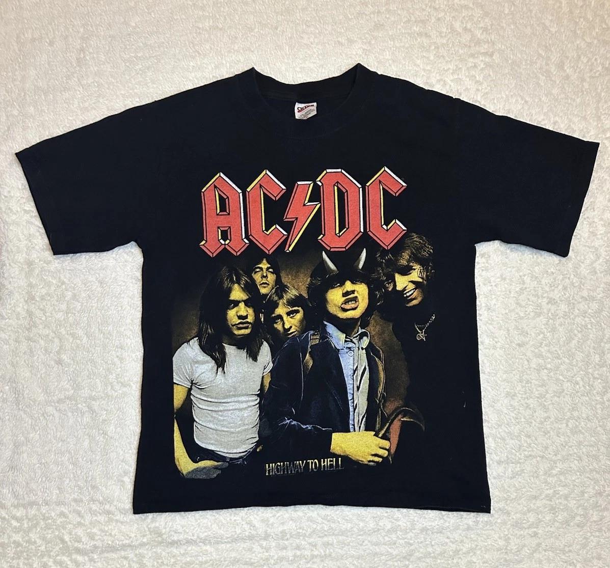 

VTG 2001 Y2K ACDC HighWay To Hell Band T Shirt Size S Mens Red Bar Anvil Black S