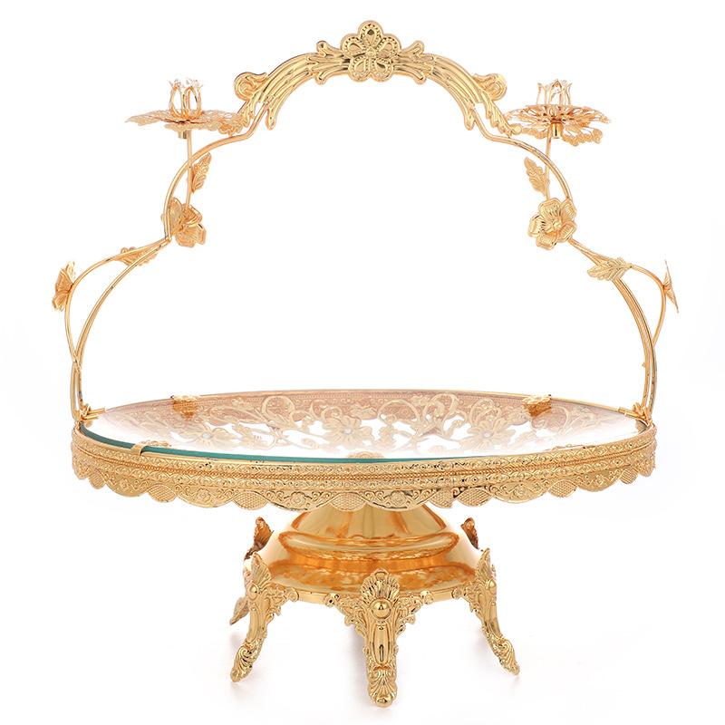 Hot Selling Metal Round Fruit Snack Glass Plate Storage Tray for Dry Fruit Tray 24cm золотой