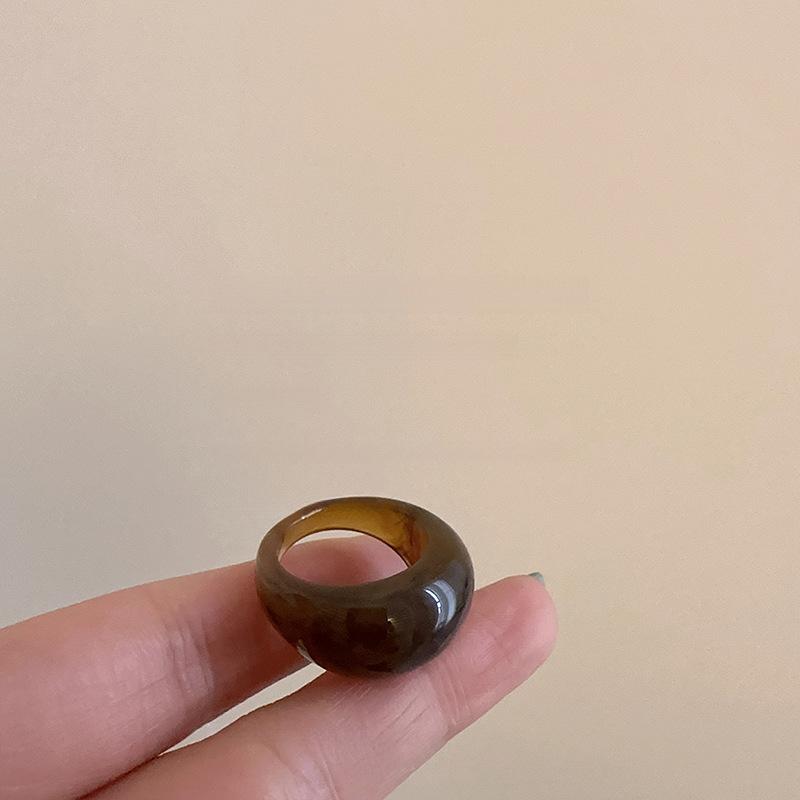 Kladdig harts geometrisk oval ring enkel och fashionabel personlig pekfingerring mångsidig nisch exklusiva smycken