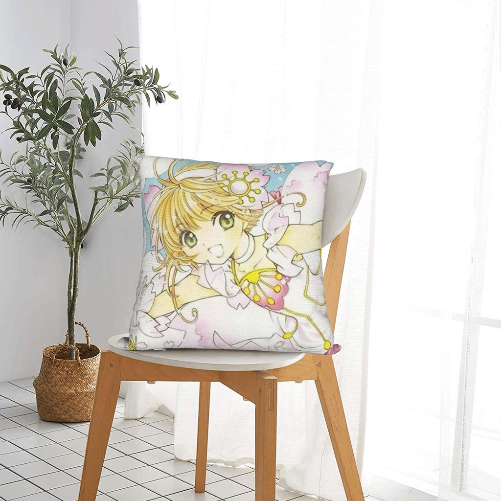 Cardcaptor Sakura Pillowcase Polyester Cushion Cover Gift Anime Cartoon Throw Pillow Case Cover Sofa Square 45*45cm