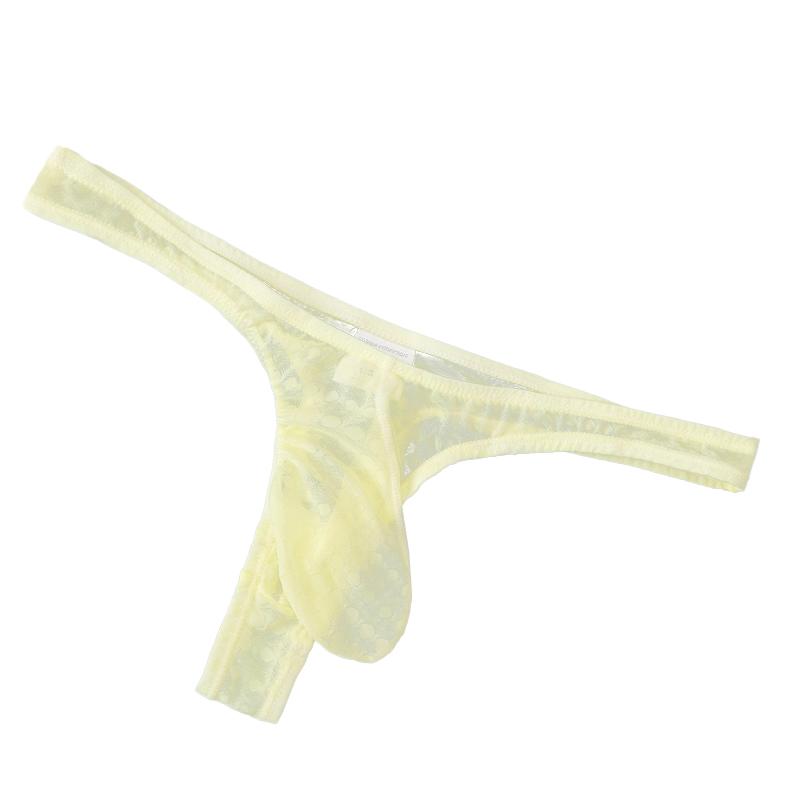 1Pc Thong Panties Nylon Briefs Sheer Bulge Pouch Underwear Ice Silk Sexy G-string Men's
