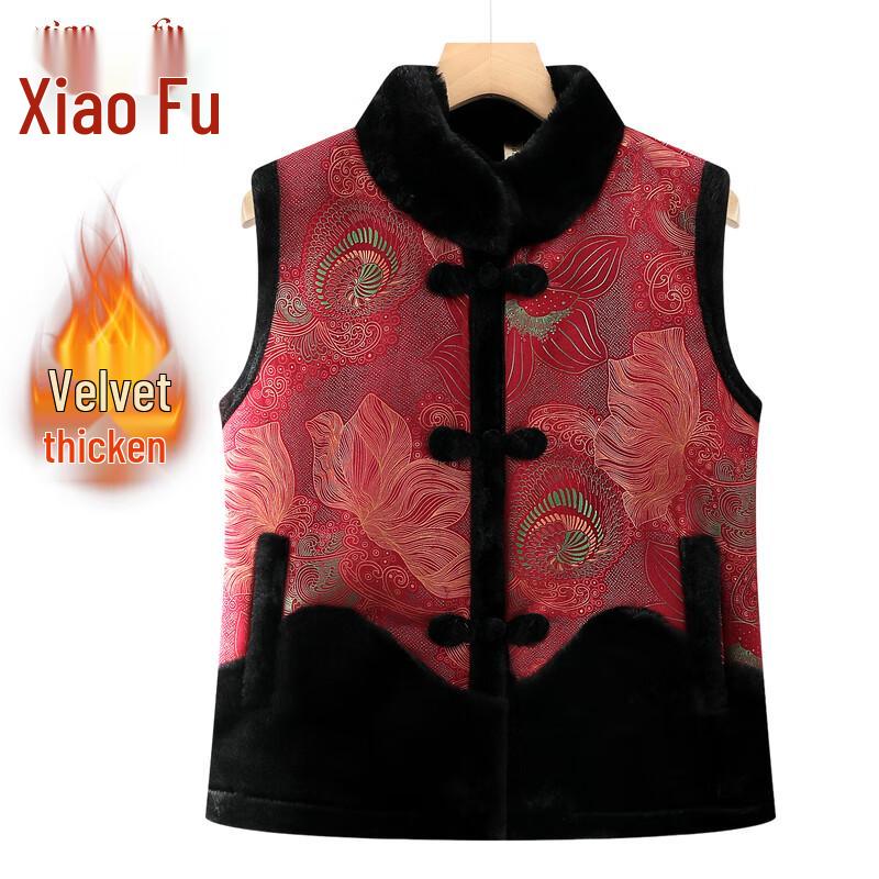 

Женский новый жилет в китайском стиле плюс бархат 5XL