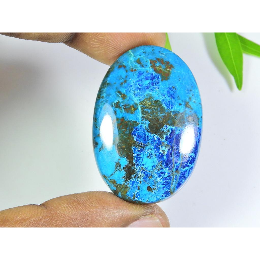 64Cts. AA++ Natural Azurite Crystal Oval Cabochon Loose Gemstone 22X38X06 MM SK-607