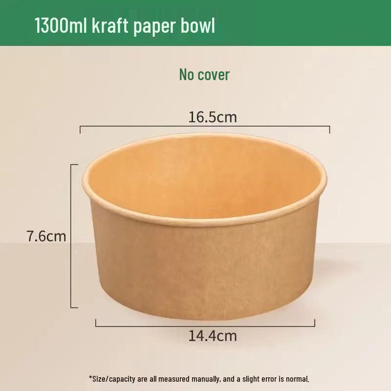Kraft Paper Disposable Bowl - Ideal for Rice, Salad, Lunch, Takeout, Fast Food, and Fruit.