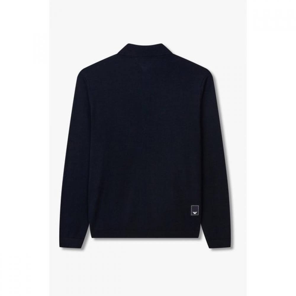 Emporio Armani Men S Square Logo Patch Wool Cardigan A515328014