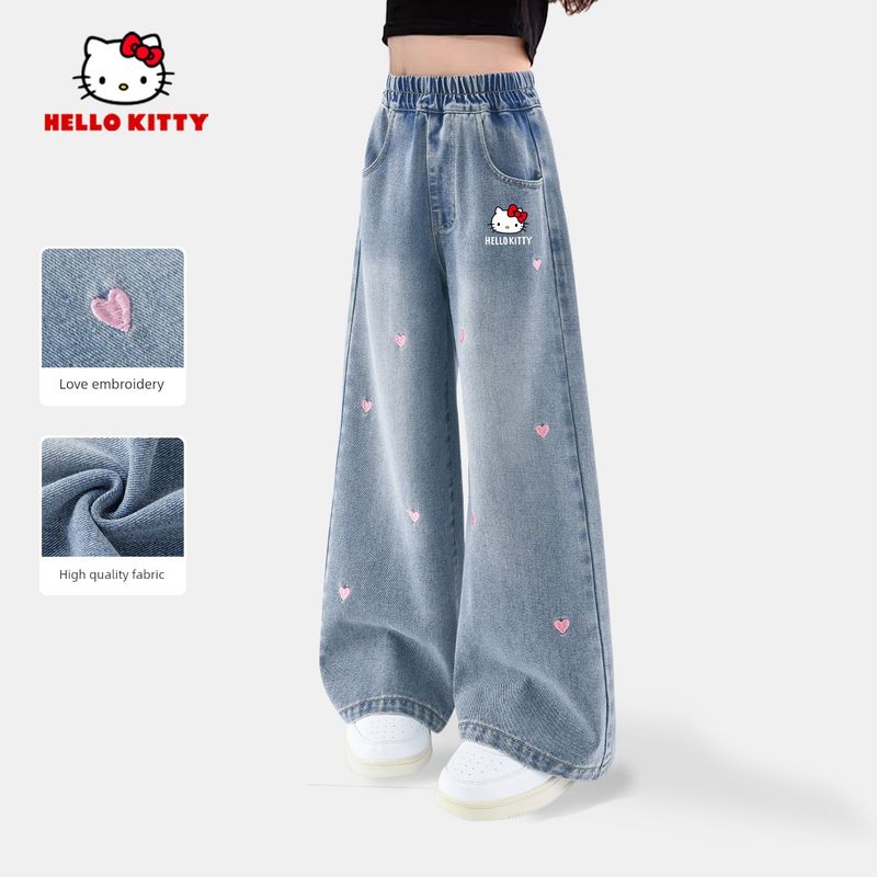 Hellokitty Girls' Pants Spring and Autumn 2026 New Spring Thin Long Pants for Girls Children's Spring Jeans