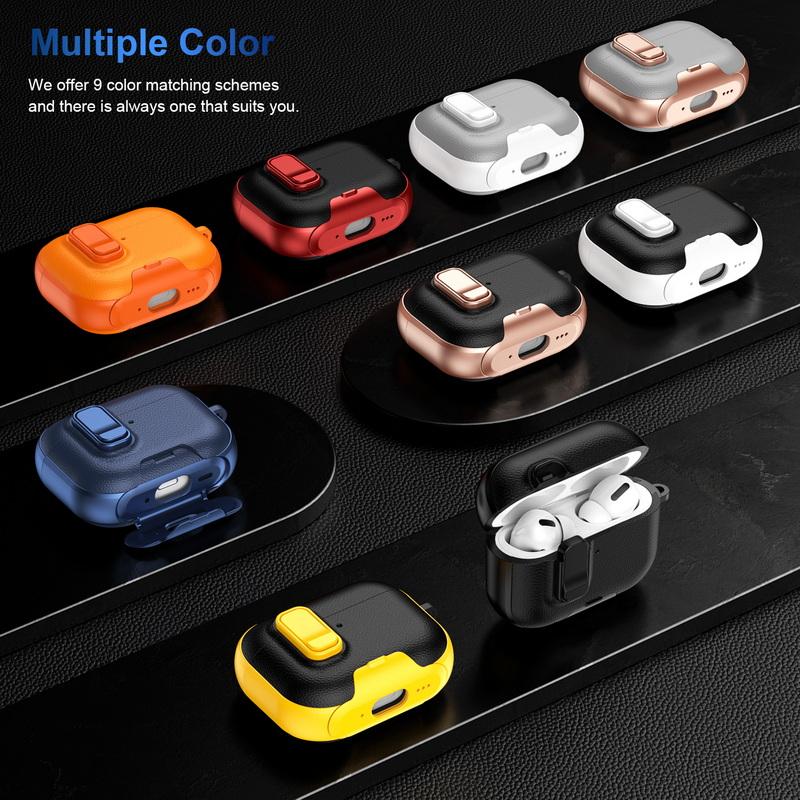 Earphone Case For AirPods 4 Gen Pro 3 2 Hybrid Leather Skin Shockproof Phone Stand Cover For AirPods Pro 3 2 with Keychain Switch Lock