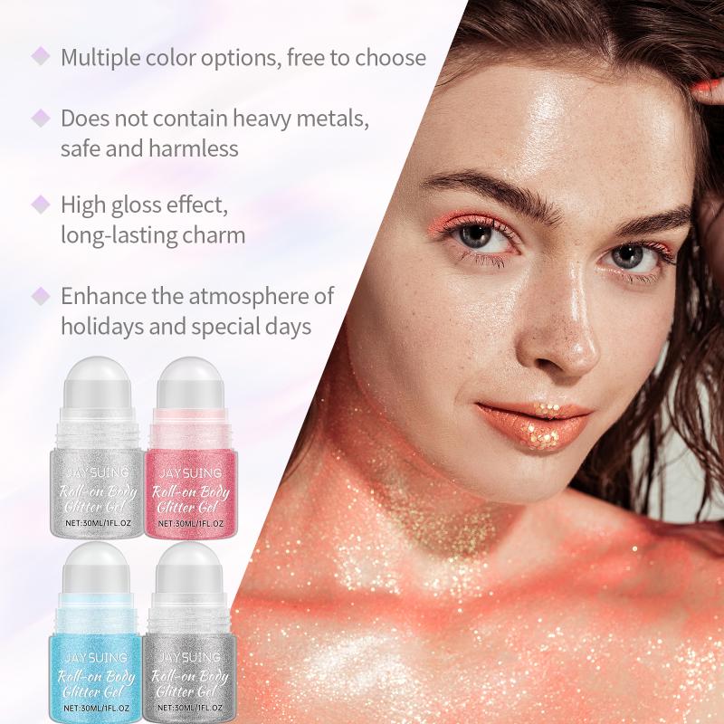 Natural 3D Glitter Roller Stick Highlighter for Face Body Shiny Makeup for Festivals and Daily Use