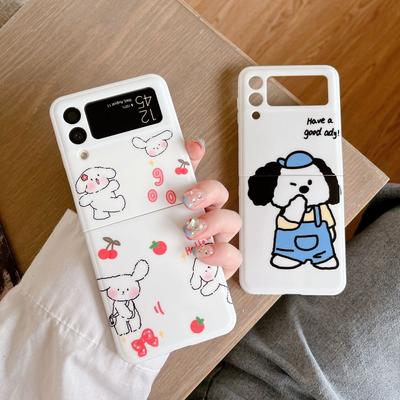 For Samsung Z Flip 4 Case Cute Dog Pattern Flat Folding Case For Samsung Z Flip 3 5g Zflip4 Shockproof Soft Silicone Back Cover