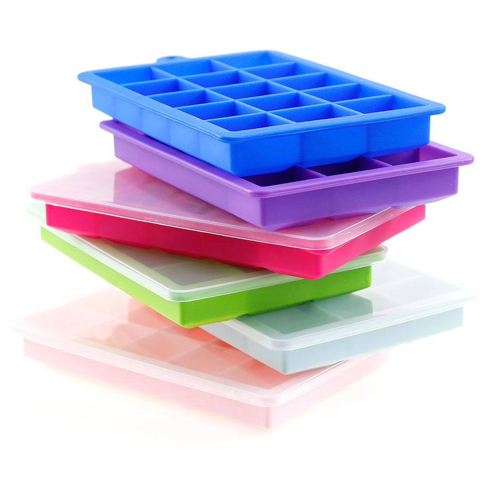 Silicone World Silicone Ice Cube Mold 15/24 Grids Square With Lids Trays Icecream Cold Drinks Whiskey Cocktails Tools Ice Mold 6