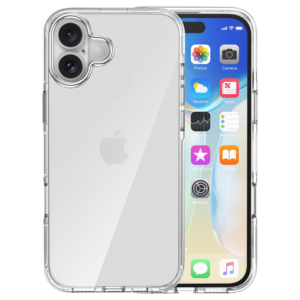 For iPhone 16 Case Airbag Design PC+TPU Clear Protective Phone Cover