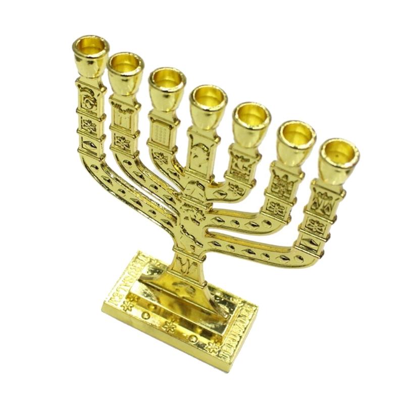 7 Branch Menorah Candle Holder Jerusalem Temple Holy Grail Menorah Hanukkah Candle Stand Jewish Holiday Party Decoration