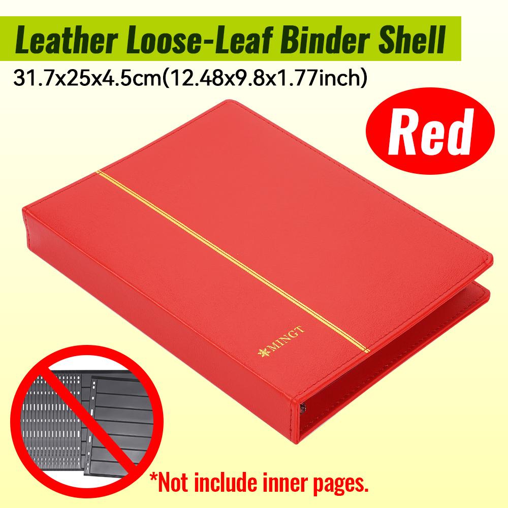 

4 Ring PU Leather Coin Album Binder Cover A4 Stamp Banknote Collection Shell For Coins Tokens Badges Storage (No Inner Pages) червоний