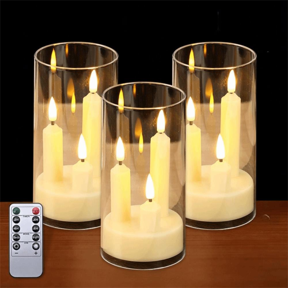 Transparent Lampshade LED Electronic Candles 3 in 1 Design Flickering LED Candles Wedding Decor