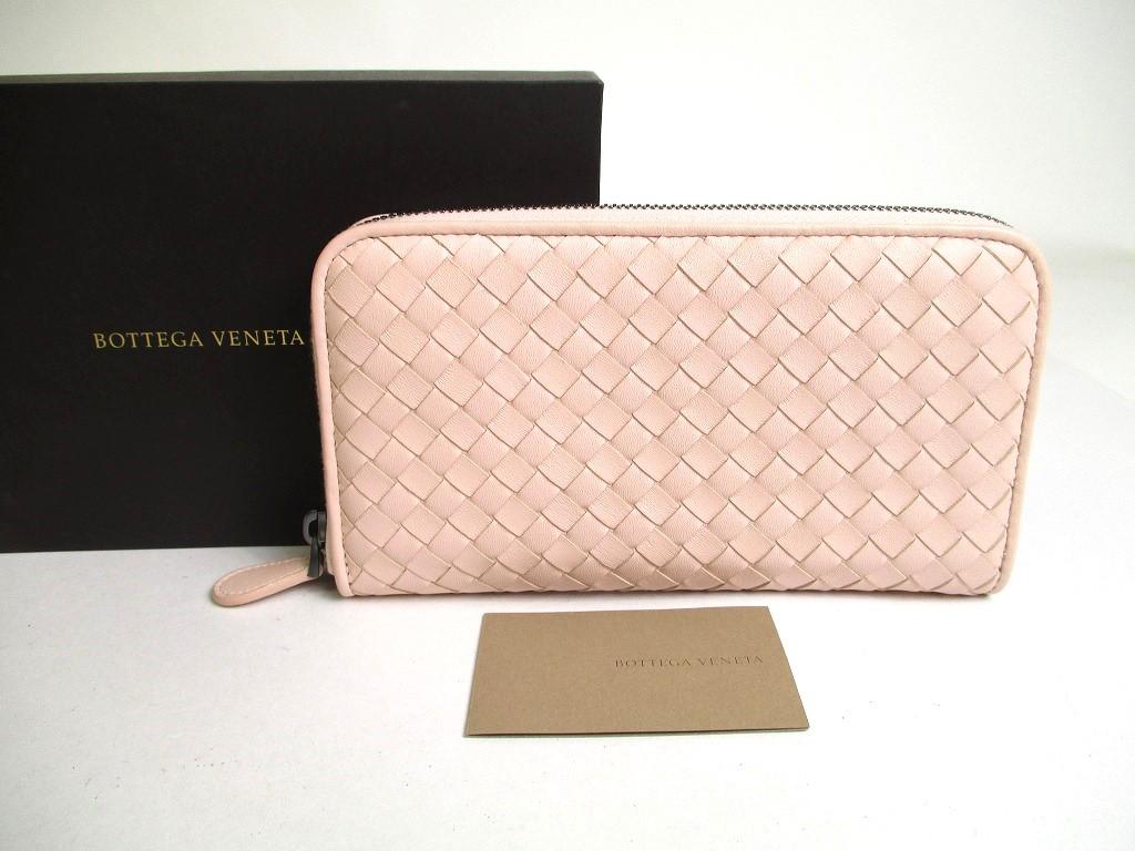 Authentic BOTTEGA VENETA Intrecciato Light Pink Leather Round Zip Wallet Purse #a442  Refurbished