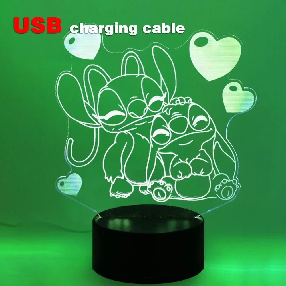 Led Cute Touch Lamp Anime Stitch Gaming Bedroom Decoration Usb Night Lights Kids Birthday Personalized Gift Aesthetic Room Decor