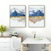 Golden Line New China Ink Landscape Scenery Abstract Painting Canvas Poster Print Wall Art Picture Modern Home Room Decoration No Frame