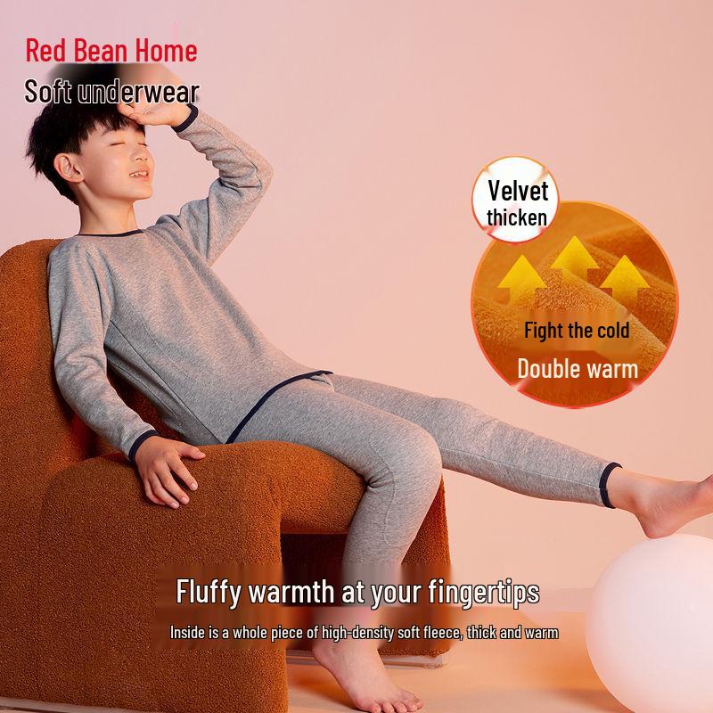 

Hongdou Home Boys Fleece-lined Cotton Pullover Sweater for Autumn/Winter 150 хизер серый