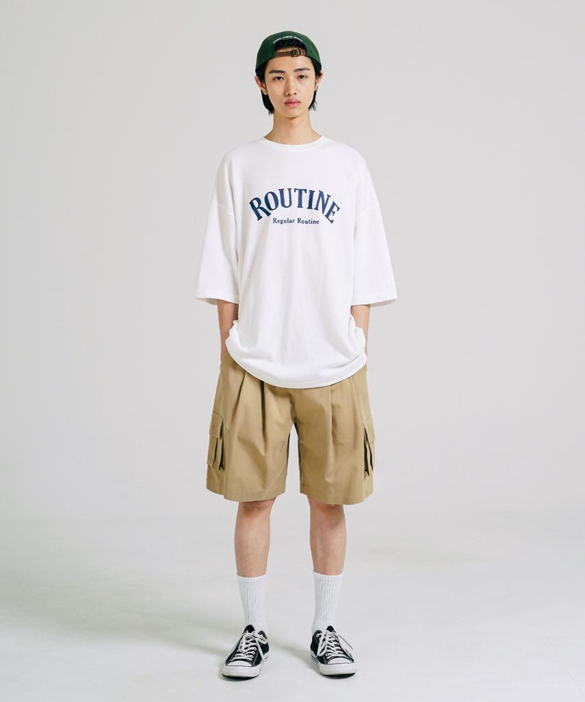 JEMUT Link Double-Pleat Cargo Shorts 5-Piece Set Beige Kjsp2484