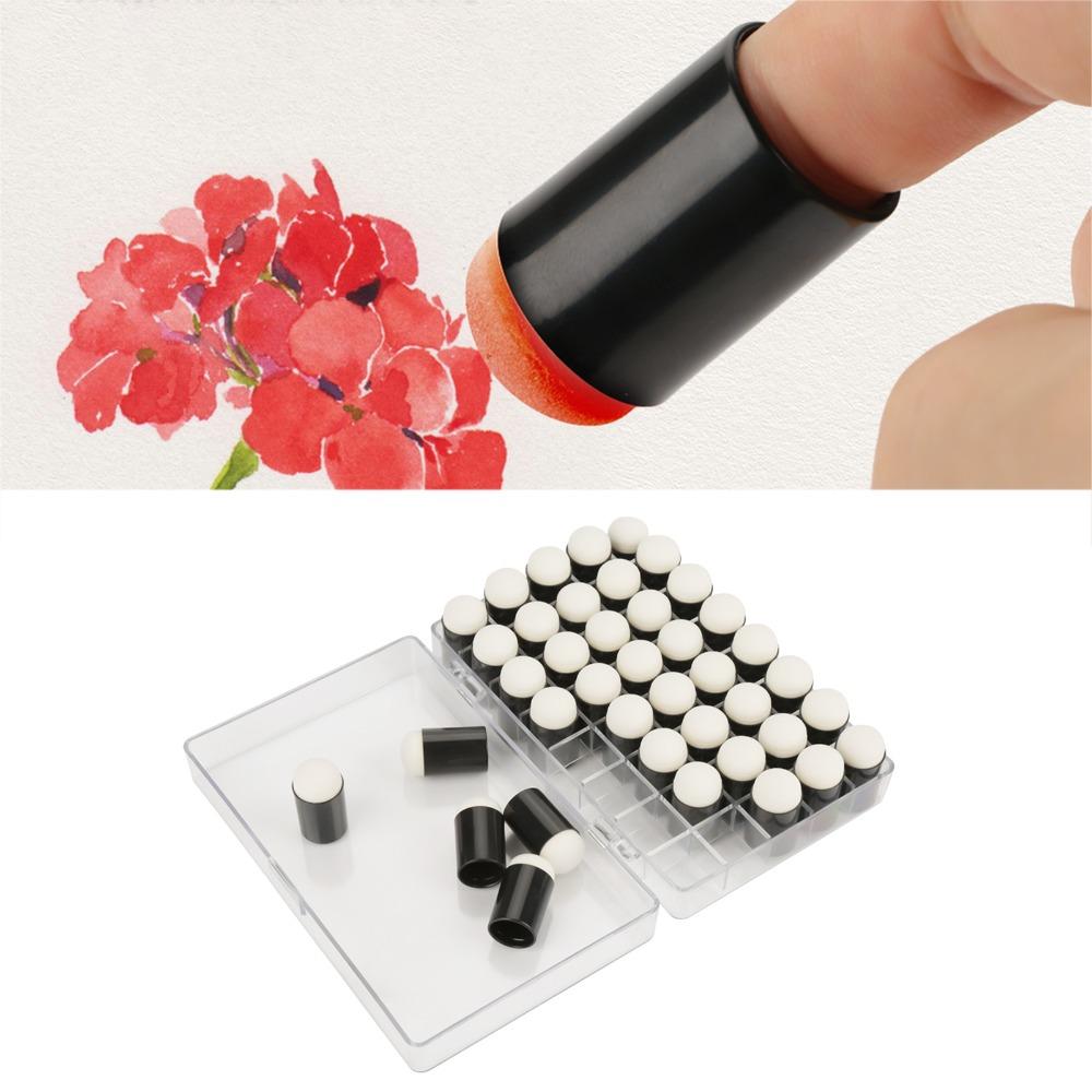 40pcs Storage Box Included Finger Sponge Daubers Finger Fit Design Sponge Applicators Sponge Daubers Set Black