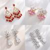 Zircon Drop Earrings With Glittering Lotus Water Drop Design For Women Summer