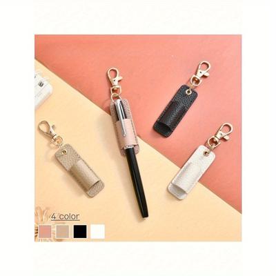 1pc Portable Keychain Pen Holder Pen Clip PU Badge Pencil Case Pen Bag With Clip for Badge Pen Holder Keychain Gifts For Women