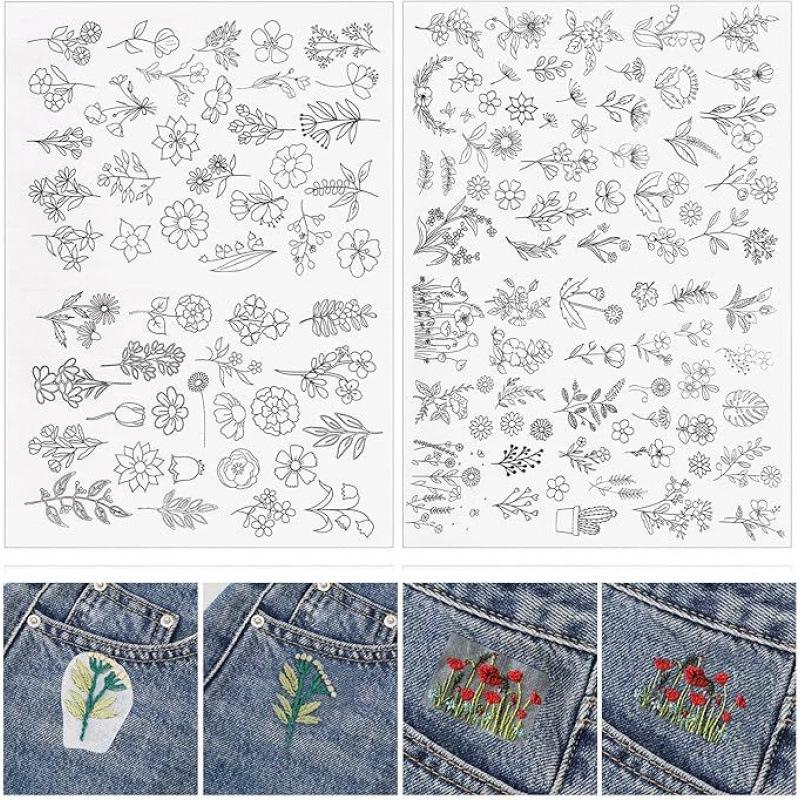 Floral Water-Soluble Non-Woven Fabric Adhesive Embroidery Stabilizer (2 Sheets)