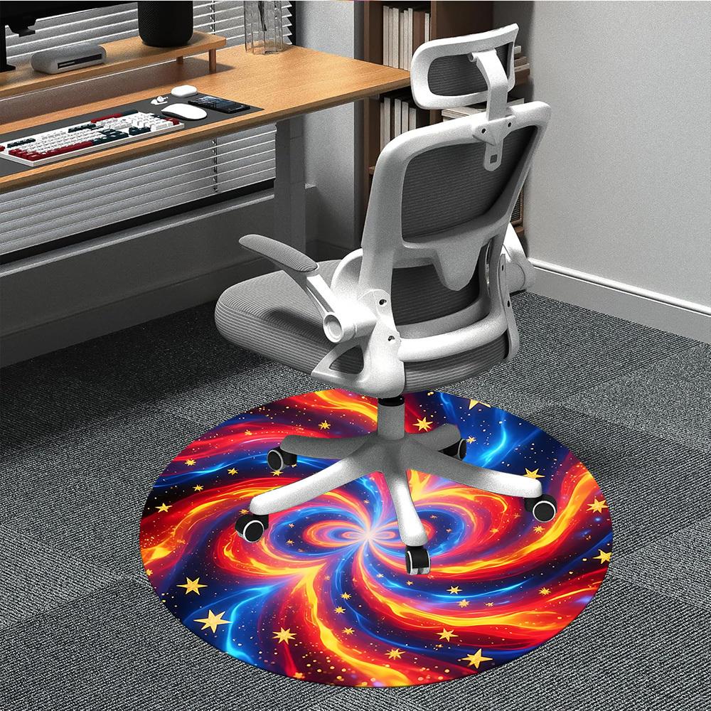 1pc Cosmic Swirl Office Round Rug, Carpet for Office, Gaming, Lightweight Round Floor Mat Yy260208021