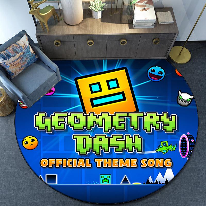 Geometry Dash: Dance To The Beat Round Rug for Livingroom,Bedroom, Palyroom, Chair Rug, Area rug, Circle Carpet, Fan Christmas gift