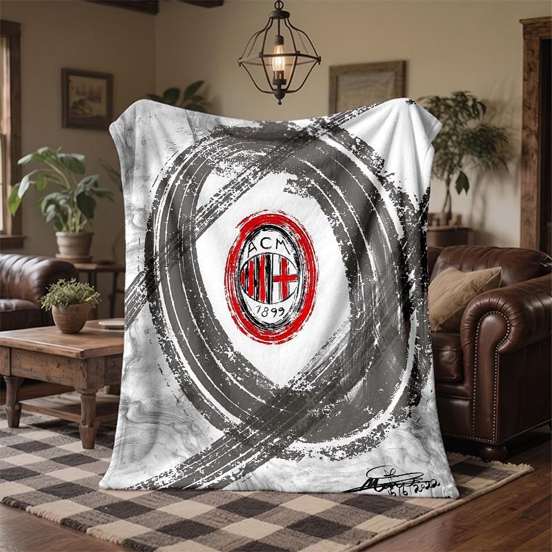 Coperta in Flanella con Stampa AC Milan Morbida Calda Coperta da Divano Letto per Casa Ufficio Camera da Letto