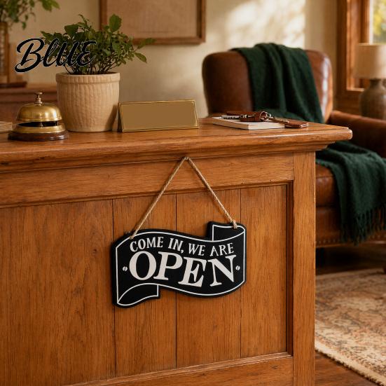 Door Nameplate Vintage Open Closed Sign with Lanyard